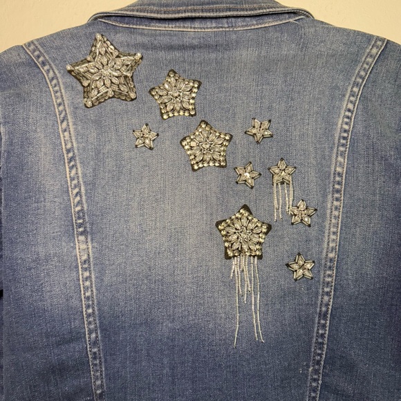 INC International Concepts Denim Star Embellished Jacket - Picture 3 of 12